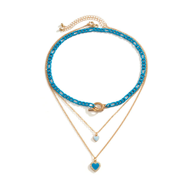 Y2K super cool blue color chain layer necklace