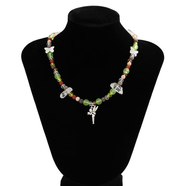 Colorful faux crystal beads necklace