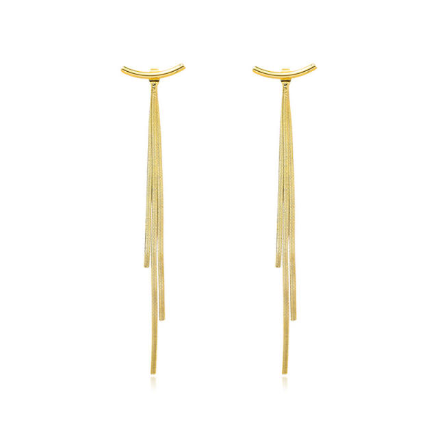 925 needle chain tassel long earrings jacket earrings