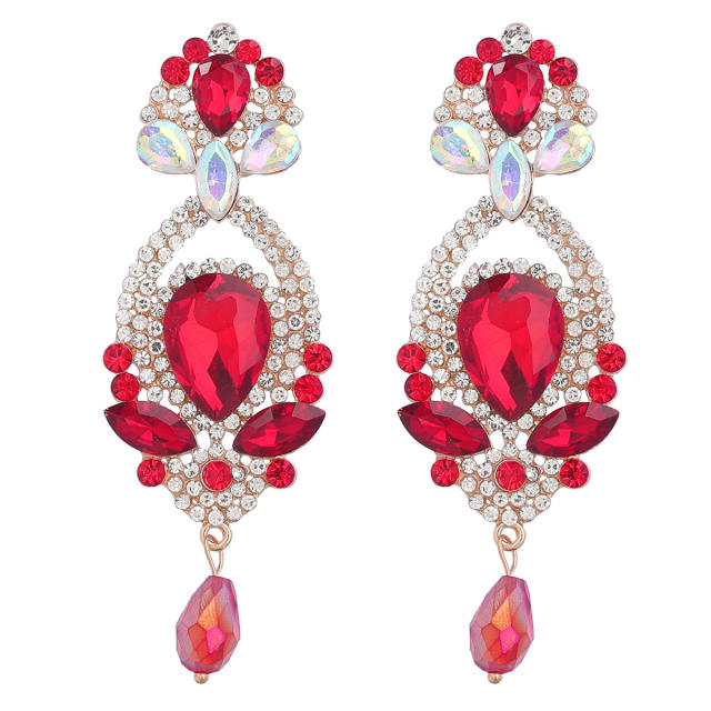 Super shiny colorful glass crystal statement earrings