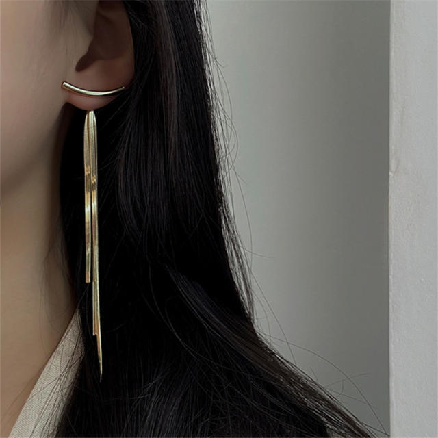 925 needle chain tassel long earrings jacket earrings