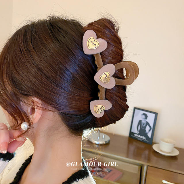 Korean fashion winter design velvet heart hair claw clips