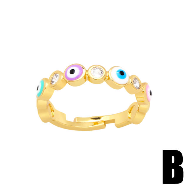 INS color enamel evil eye adjustable rings