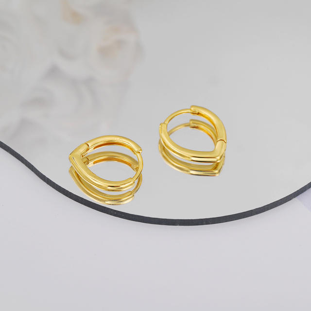 Hot sale geometric shape gold color huggie earrings