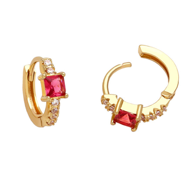 Elegant color cubic zircon huggie earrings