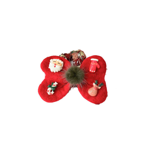 Christmas series red color bow scrunchies