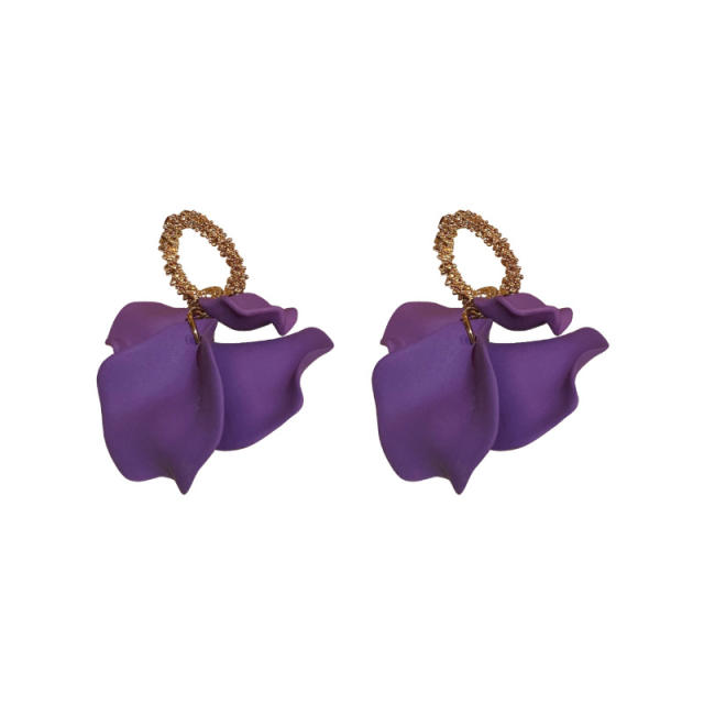 925 needle colorful petal earrings