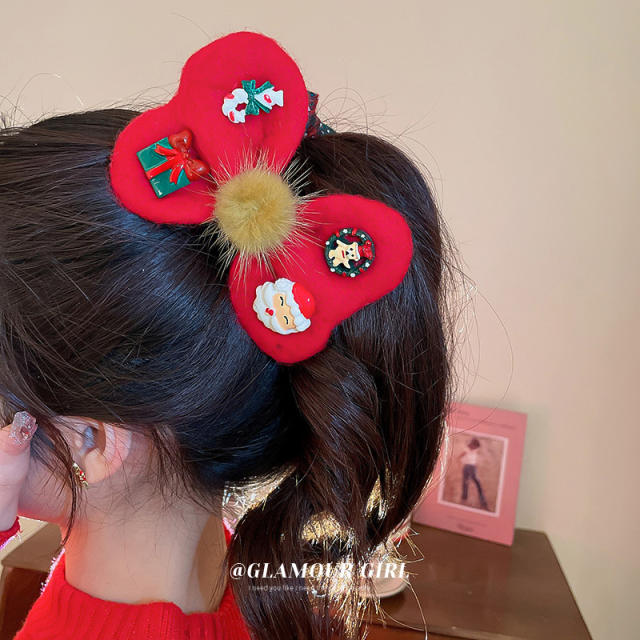 Christmas series red color bow scrunchies