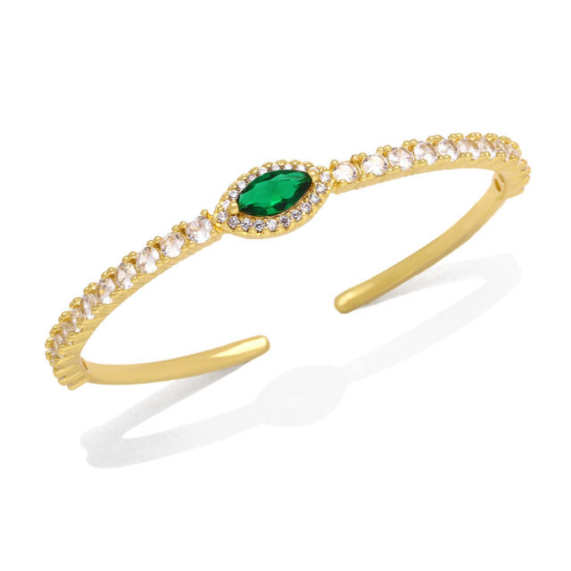 INS elegant color cubic zircon evil eye cuff bangle