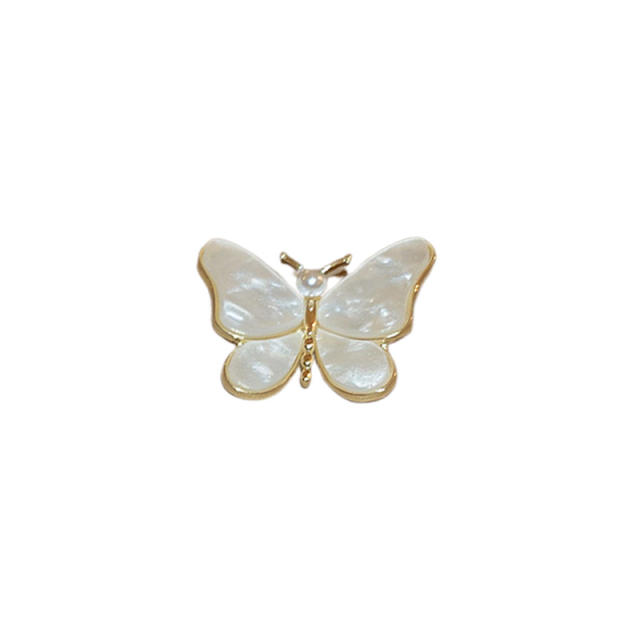 Real gold plated pearl shell flower butterfly brooch