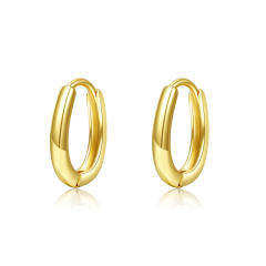 Simple design u shape gold color huggie earrings