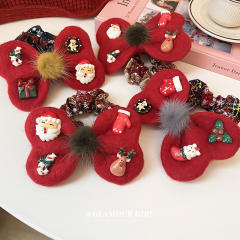 Christmas series red color bow scrunchies