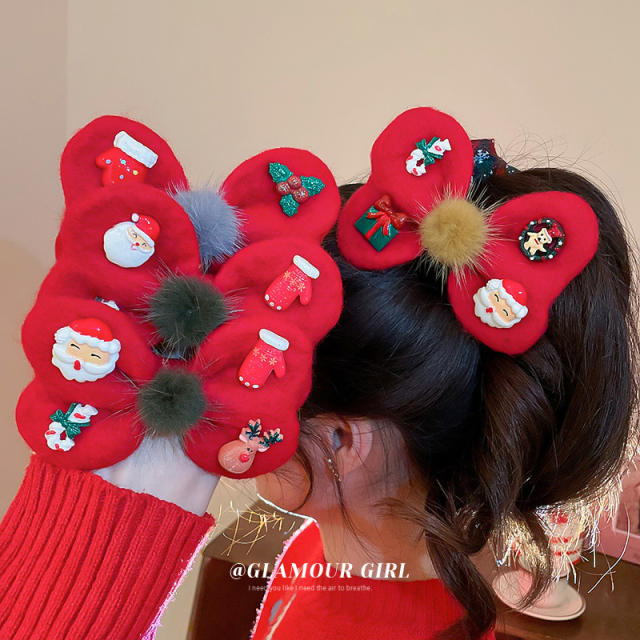 Christmas series red color bow scrunchies