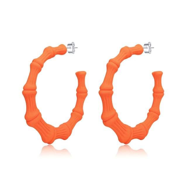 Fluorescent color bamboo earrings open hoop earrings