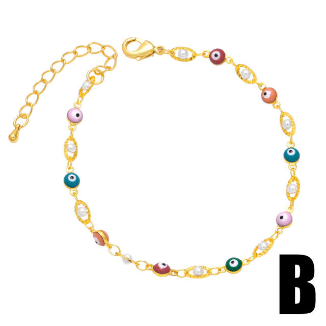 Boho colorful seed beads evil eye bracelet