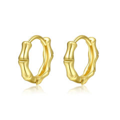 Geometric bamboo huggie earrings