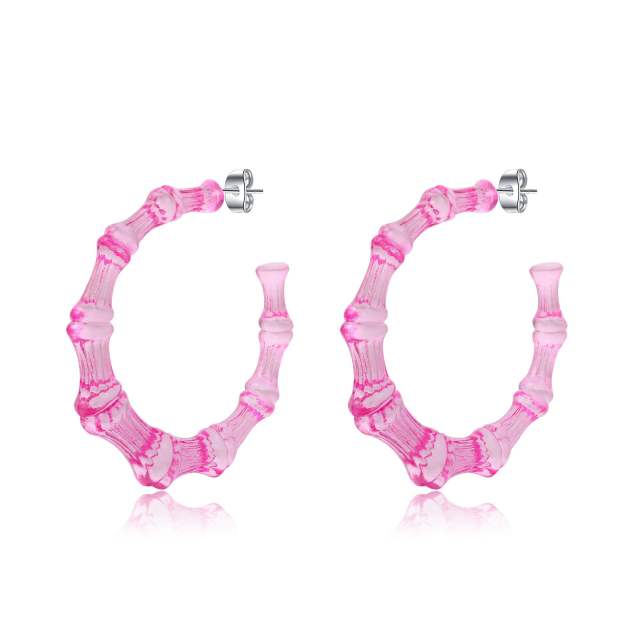 Fluorescent color bamboo earrings open hoop earrings