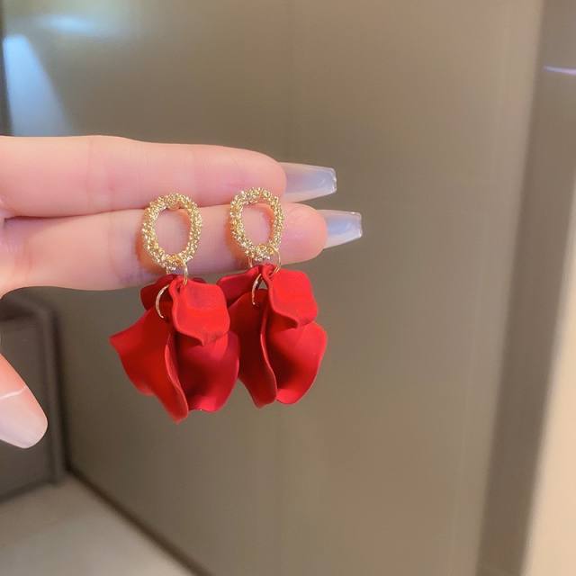 925 needle colorful petal earrings