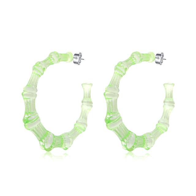 Fluorescent color bamboo earrings open hoop earrings