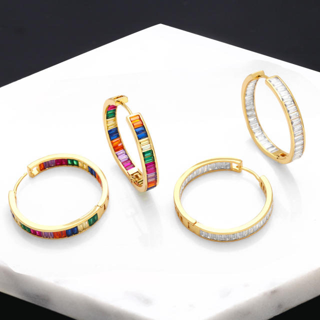 Popular rainbow cubic zircon hoop earrings