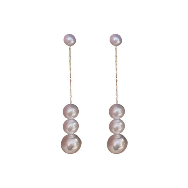 Korean fashion pearl bead long earrings