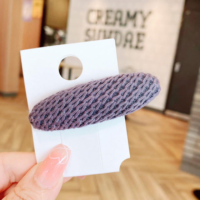 Korean fashion wool material oval shape snap hair clips