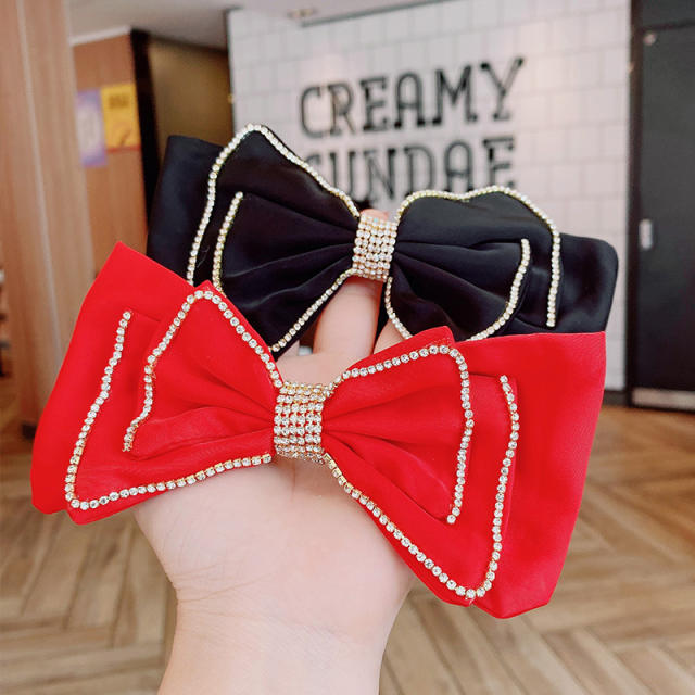 Korean fashion velvet bow diamond tassel french barrette