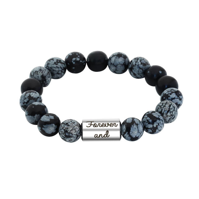 Personality natural stone beads engrave letter bracelet for men
