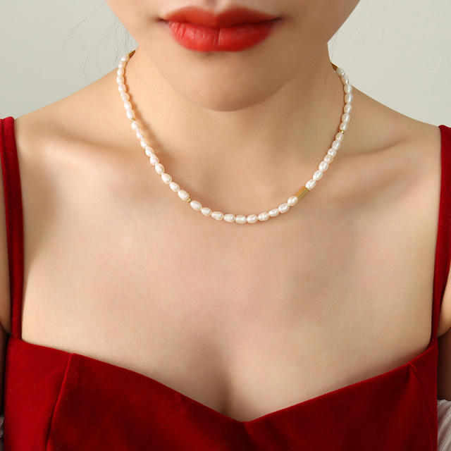 Elegant ins water pearl beads choker necklace