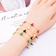 Korean fashion color shell butterfly stainless steel bracelet