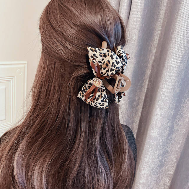Korean fashion leopard grain bow hair claw clips