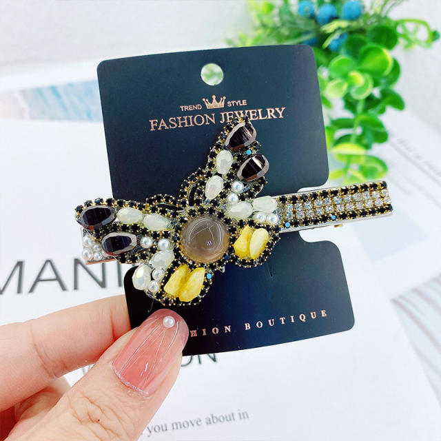 Korean fashion color crystal butterfly duckbill hair clips