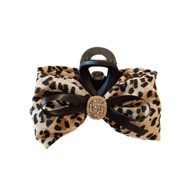 Korean fashion leopard grain bow hair claw clips
