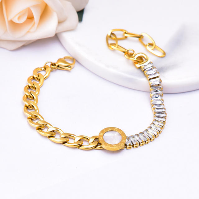Occident fashion chunky stainless steel chain Roman numerals bracelet