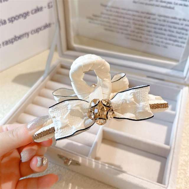 Luxury winter color satin bow hair claw clips