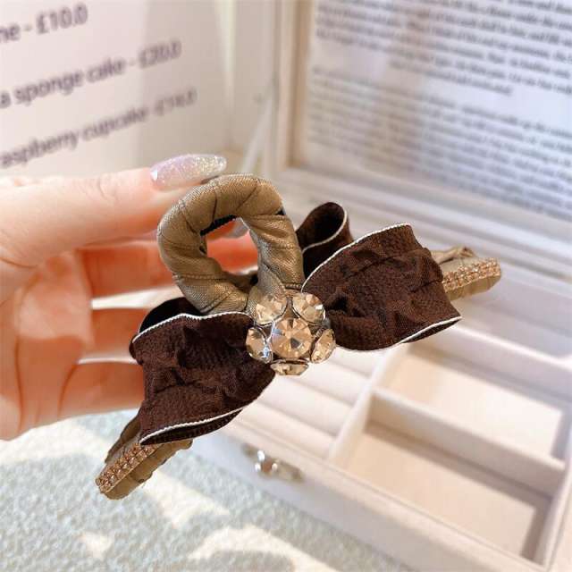 Luxury winter color satin bow hair claw clips