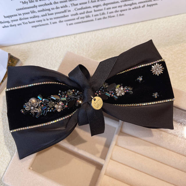 Korean fashion vintage velvet bow french barrette