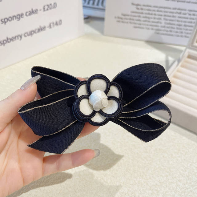 Korean fashion elgant camellia black french barrette