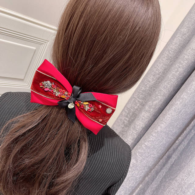 Korean fashion vintage velvet bow french barrette