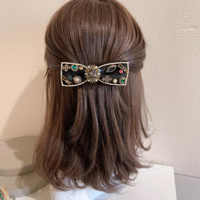 Korean fashion baroque trend velvet bow french barrette