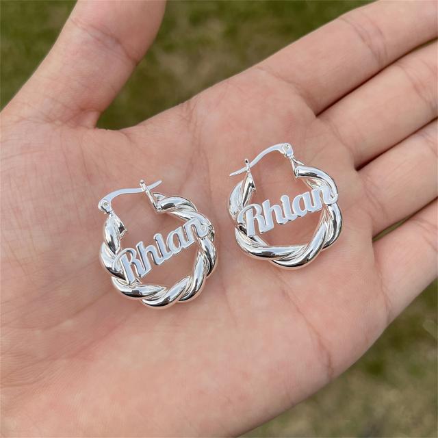 Hiphop stainless steel custom hoop earrings