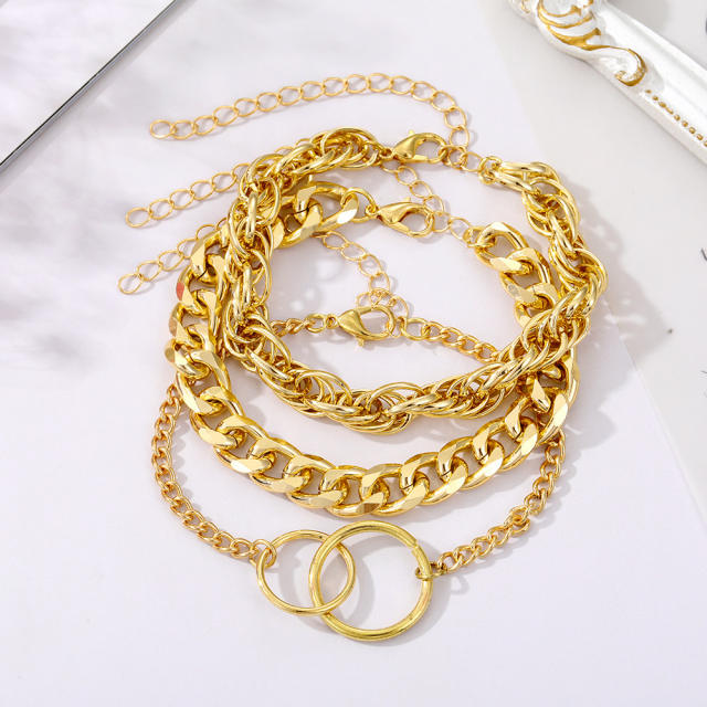 Hiphop personality chain bracelet set