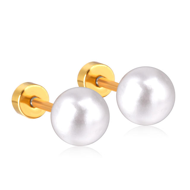 Elegant pearl stainless steel earrings