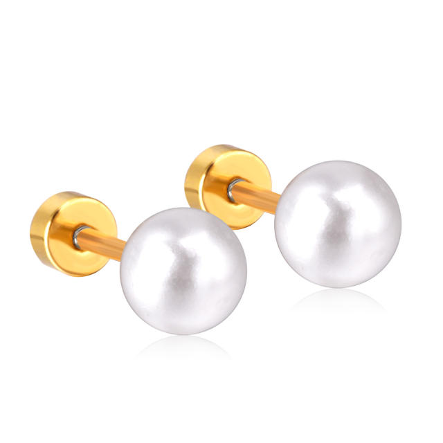 Elegant pearl stainless steel earrings
