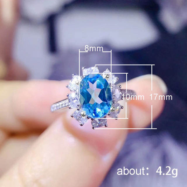 Korean fashion elegant aquamarine rings
