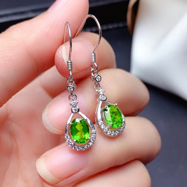 Korean fashion emerald drop earrings