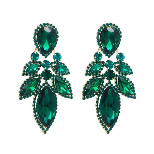 Party design color glass crystal statement earrings