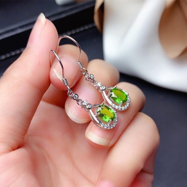 Korean fashion emerald drop earrings