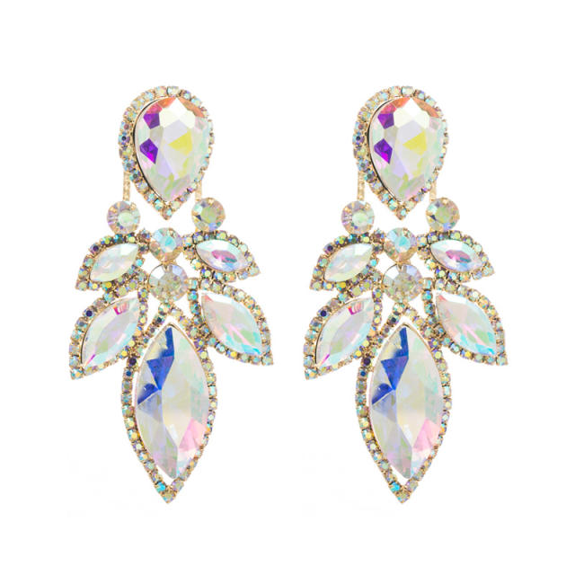 Party design color glass crystal statement earrings