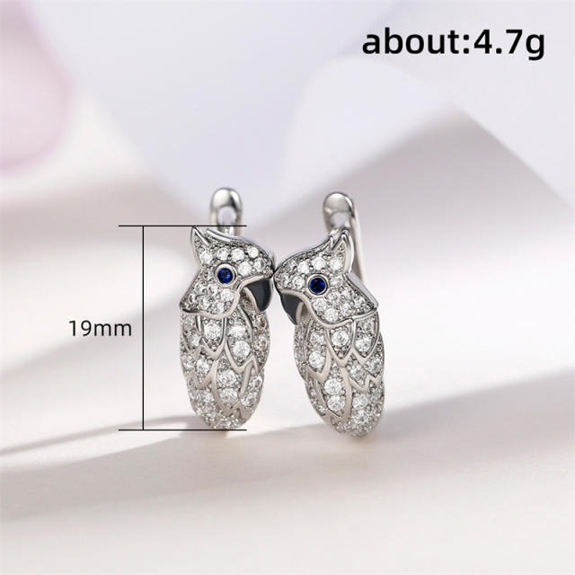 Vintage parrot diamond huggie earrings